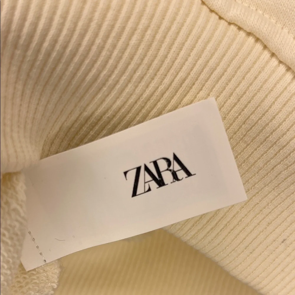 NWT Zara Girls Crewneck Embroidered Bows Pullover Sweatshirt Ivory Sz 11 / 12